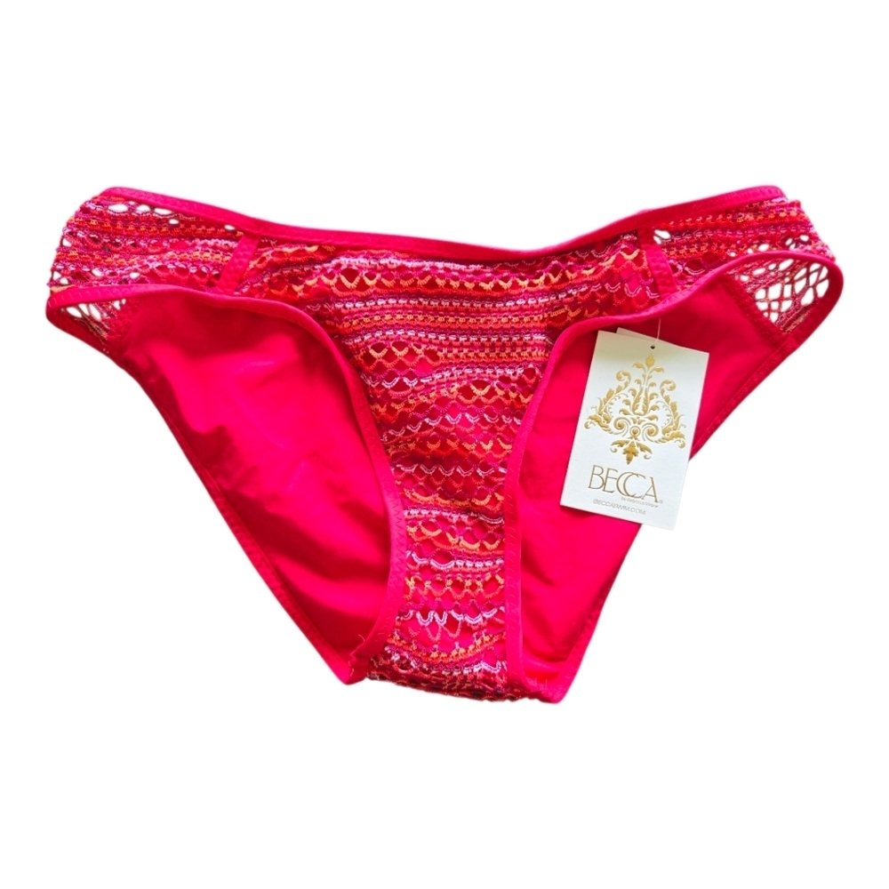 BECCA Pink Crochet Bikini Bottom, SMALL